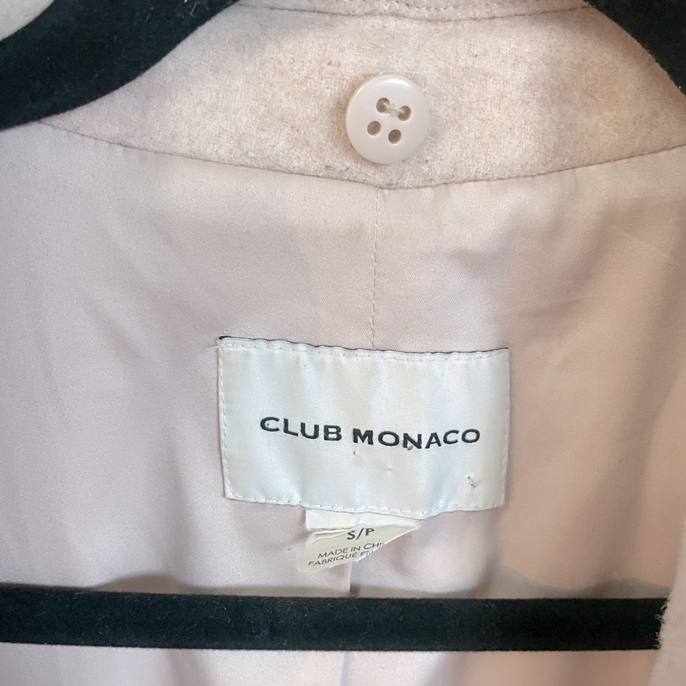Club Monaco Light Oatmeal Lenoria Wool Coat with Detachable Fur Hood Size Small - Picture 3 of 7